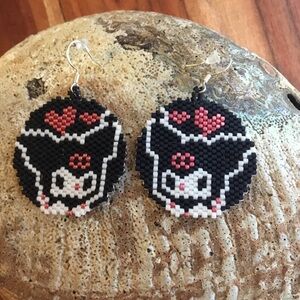 Anime Character Beaded Earrings | Handmade Round Design | Gift for Fans